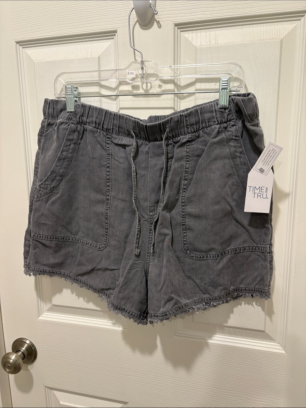 Time and Tru Washed Gray High Waist Drawstring Shorts